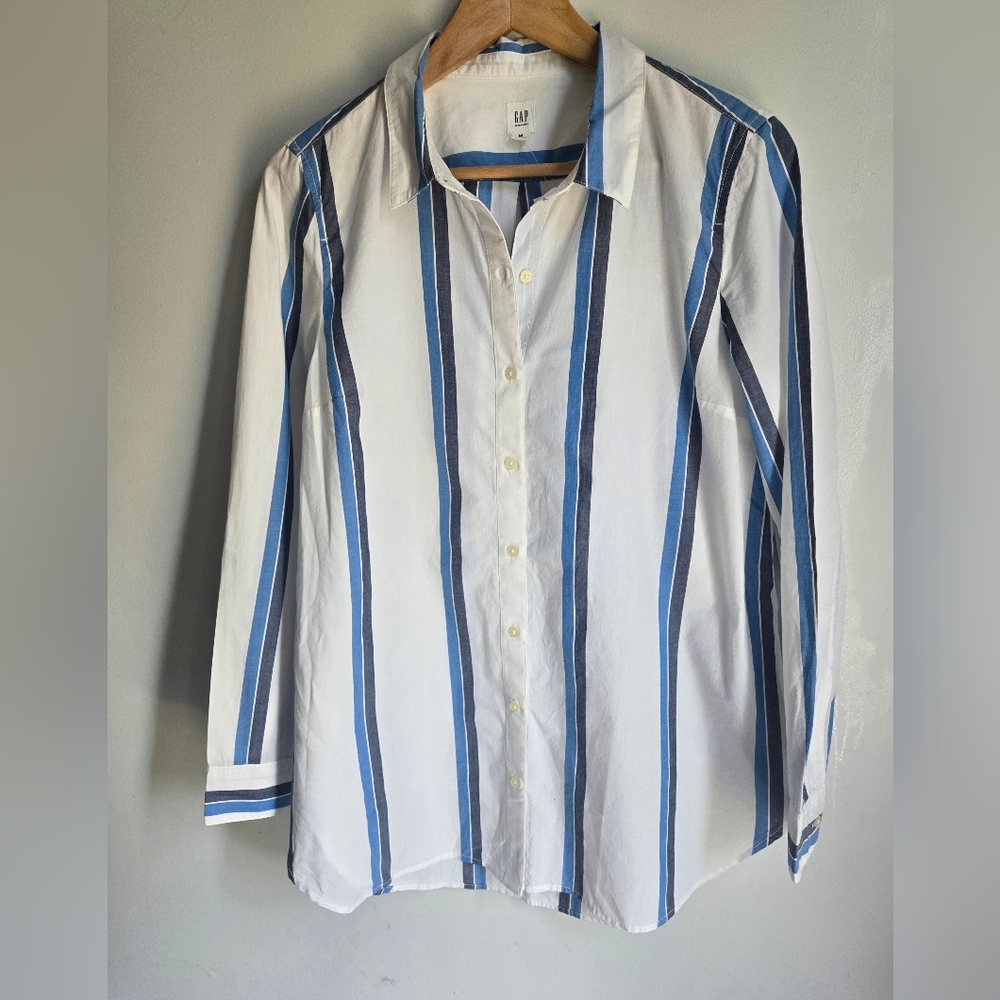 New GAP maternity Blue Striped Cotton Shirt